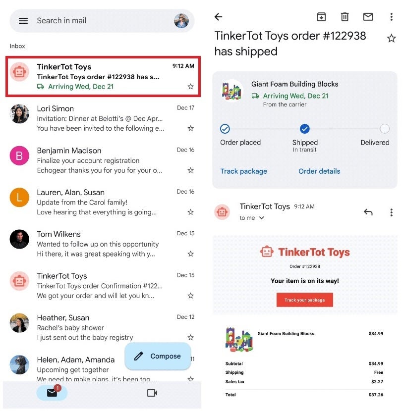 Gmail users will soon be able to track their packages using the Gmail app - Google to add extremely useful package tracking feature to the Gmail app