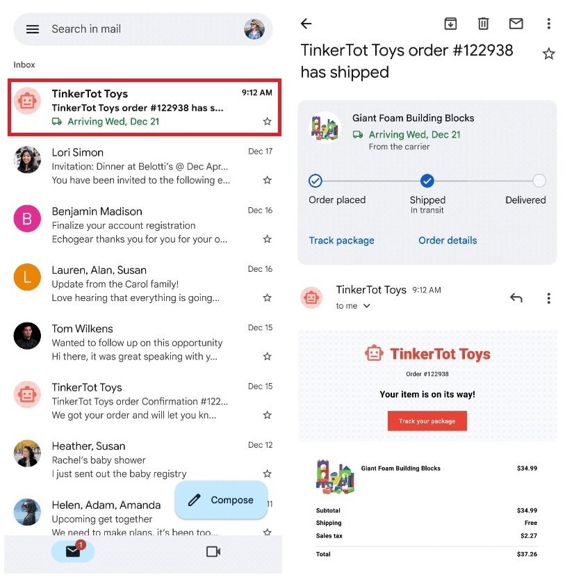 Pengguna Gmail akan segera dapat melacak paket mereka menggunakan aplikasi Gmail - Google menambahkan fitur pelacakan paket yang sangat berguna ke aplikasi Gmail