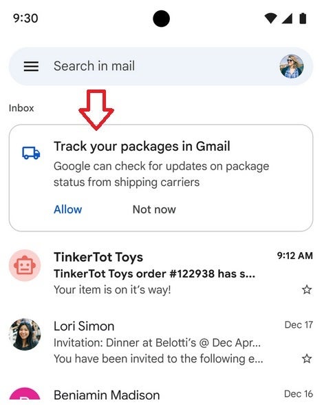 Gardez les yeux ouverts pour cette boîte dans votre boîte de réception Gmail qui vous permettra d'activer cette fonctionnalité - Google va ajouter une fonctionnalité de suivi des colis extrêmement utile à l'application Gmail