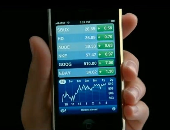 Imagine se você possuísse essas ações pelos preços listados no anúncio da Apple para iPhone em 2007 - Mercado em alta para usuários de iPhone!  Atualização para iOS 16.2 traz novos recursos para o aplicativo Stocks