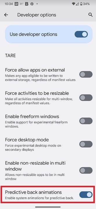 To test this out on the two apps that support the feature in Android 13, you will need to toggle on Predictive back animations in Developer options - Google&#039;s predicitive back gesture to become a default feature in Android 14. Test it now!