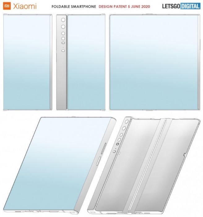 Concepts du brevet de Xiaomi.  - Un prototype divulgué présente la conception du téléphone pliable vers l'extérieur de Xiaomi