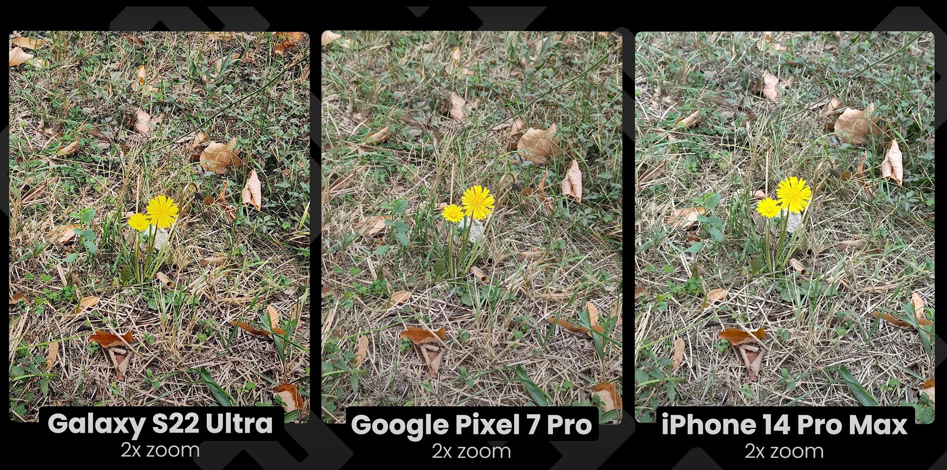 (Image Credit - PhoneArena) Despite having the highest resolution sensor, the Galaxy S22 Ultra captures 2x less detail than the iPhone 14 Pro and Pixel 7 Pro - both Samsung and Xiaomi were caught by surprise, and the Apple 2X camera is very good