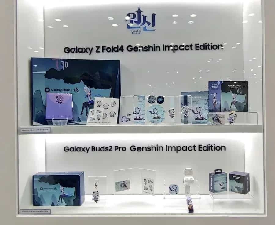 Voici un aperçu de l'ensemble des éléments.  - L'esthétique de Genshin Impact apportée au Galaxy Z Fold 4 via une nouvelle collaboration en édition spéciale