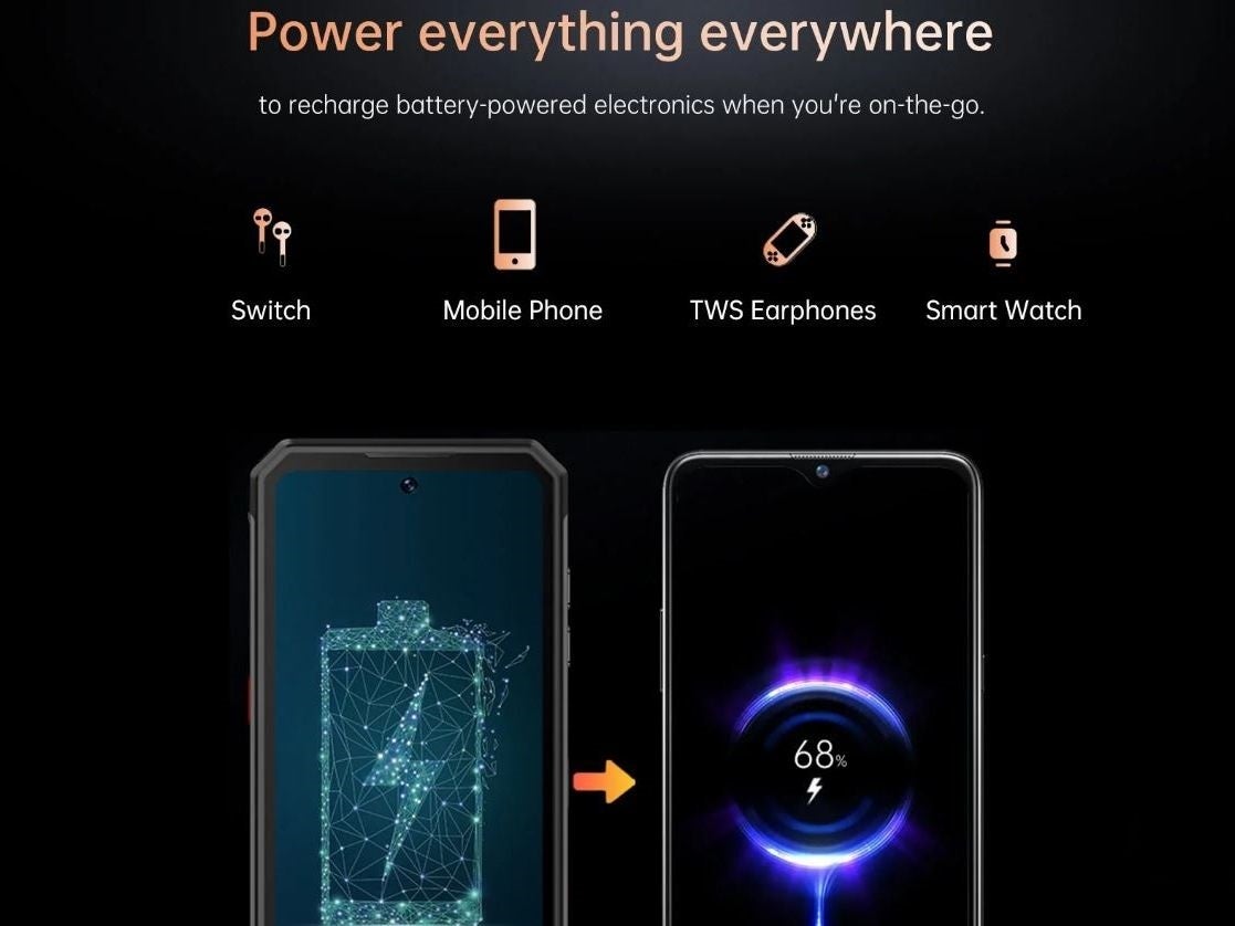 The Oukitel WP21 has a watch on its back and a 9,800 mAh battery with 66W charging