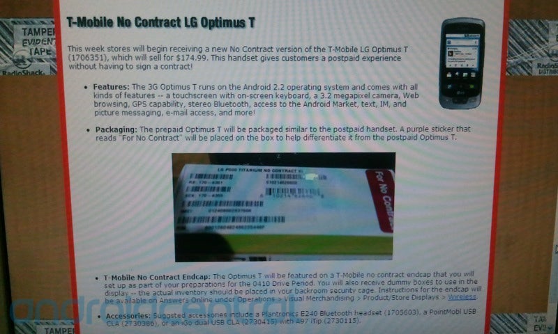 LG Optimus T for T-Mobile coming to Radio Shack with a $175 no-contract price tag