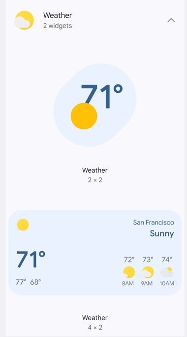 The Google Weather app comes with two widgets for your home screen: How to install the Google Weather app icon on your Pixel's home screen