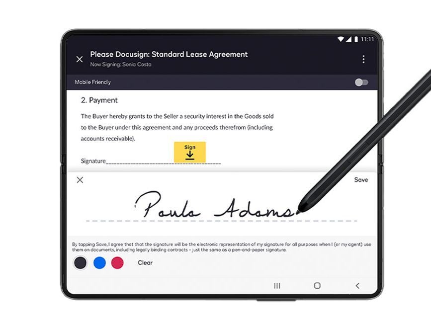 Les capacités DocuSign du Z Fold 4 sont certainement indispensables pour presque toutes les entreprises.  - Samsung signale un intérêt croissant pour les téléphones Galaxy Fold 4 de la part de partenaires d'entreprise