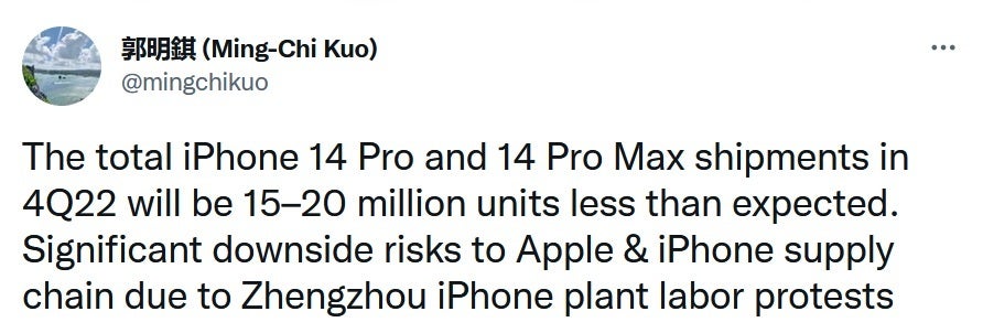 Reliable analyst Ming-Chi Kuo sees Apple taking a big production hit this quarter - Top analyst sees demand for iPhone 14 Pro and iPhone 14 Pro Max disappearing