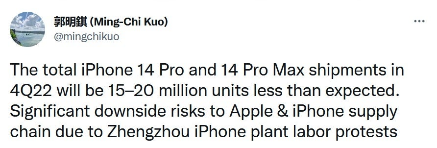 L'analyste fiable Ming-Chi Kuo voit Apple subir un gros coup de production ce trimestre - Le meilleur analyste voit la demande pour l'iPhone 14 Pro et l'iPhone 14 Pro Max disparaître