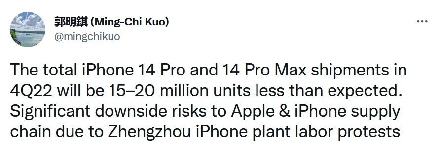 Reliable analyst Ming-Chi Kuo sees Apple taking a big production hit this quarter - Top analyst sees demand for iPhone 14 Pro and iPhone 14 Pro Max disappearing