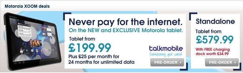 Carphone Warehouse marginally reduces the price of the Motorola XOOM to £579.99