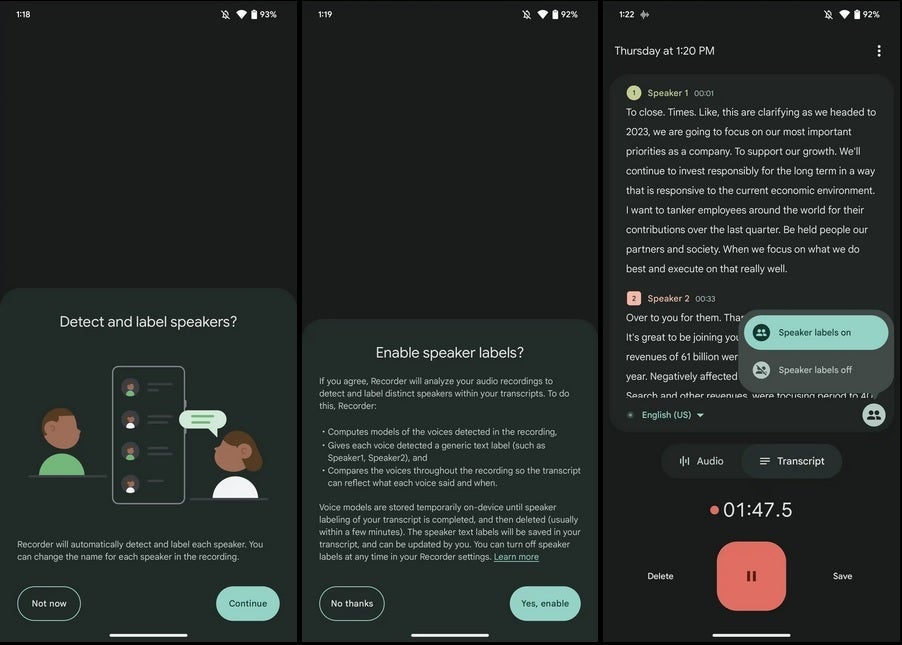 Speaker labels are coming to the Recorder app for Pixels - Google adds Speaker labels to transcripts made by the highly-regarded Recorder app for Pixels