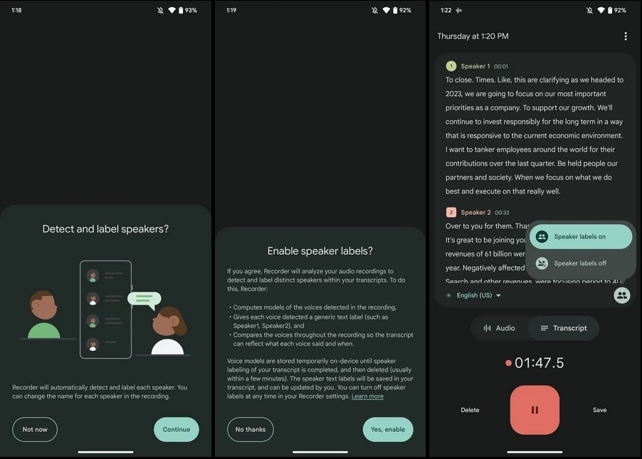 Label speaker akan hadir di aplikasi Perekam untuk Piksel - Google menambahkan label Speaker ke transkrip yang dibuat oleh aplikasi Perekam yang sangat dihormati untuk Piksel