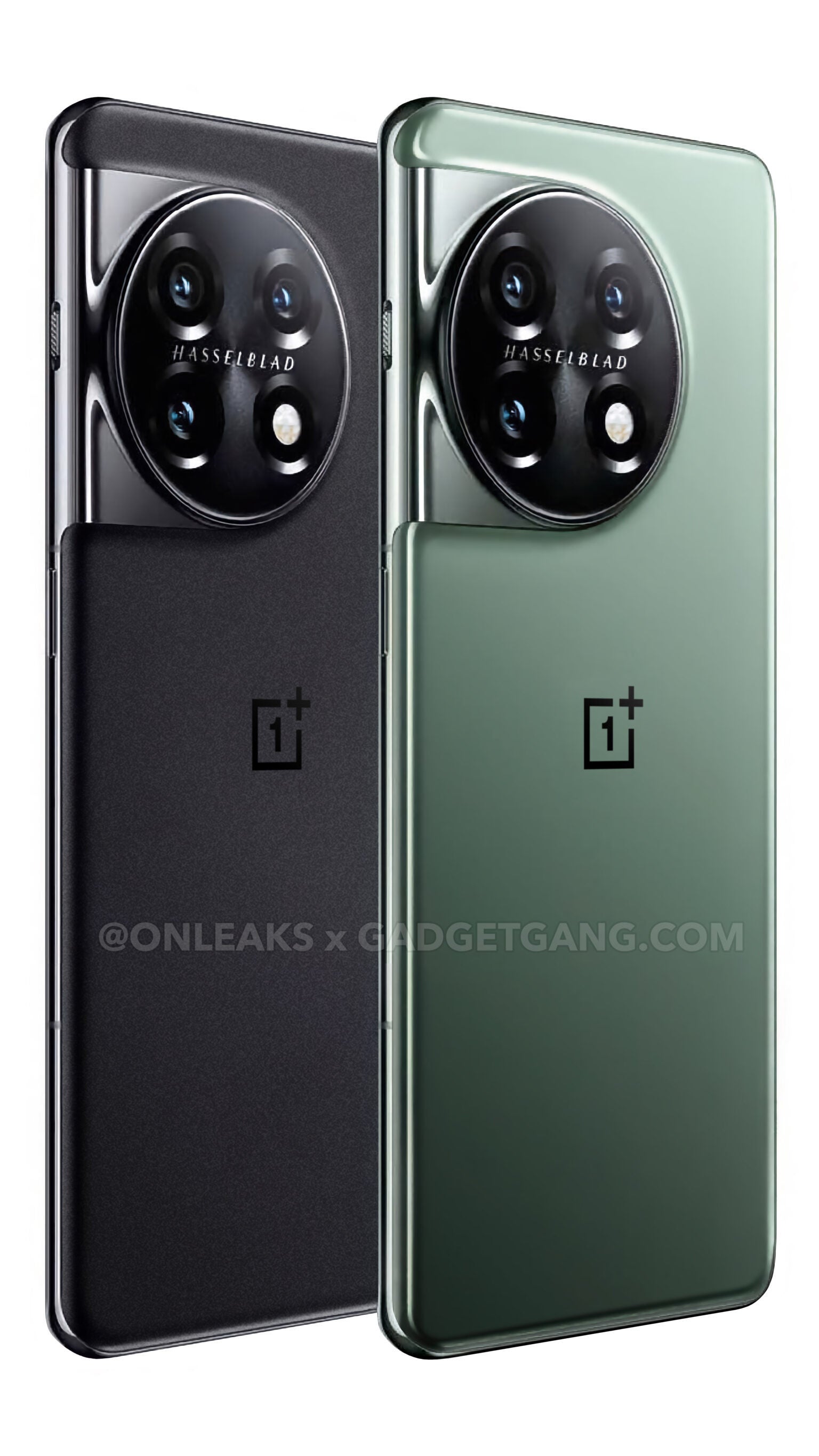 (Image Credit — OnLeaks and GadgetGang) Leaked photo of the OnePlus 11 in two color versions - Big OnePlus 11 leak shows alleged final design, reveals more secrets