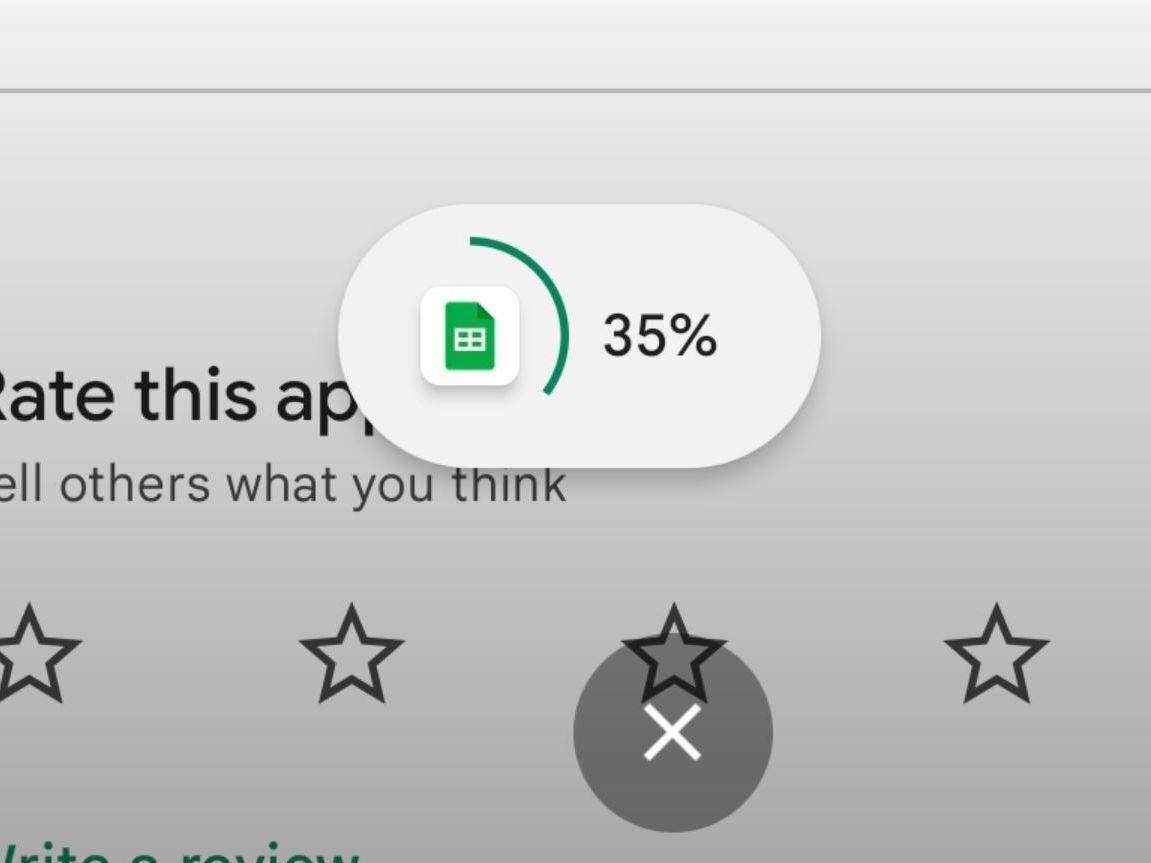 The new download progress bubble in Google’s Play store. - New useful features to hit the Google Play store app soon