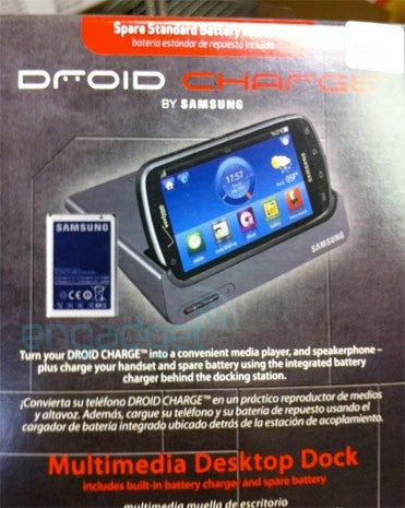 Promotional material shows off Multimedia Desktop Dock for the Samsung Droid Charge