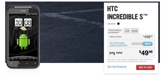 Bell &amp; Virgin Mobile Canada quickly shaves $50 off the pricing of the HTC Incredible S