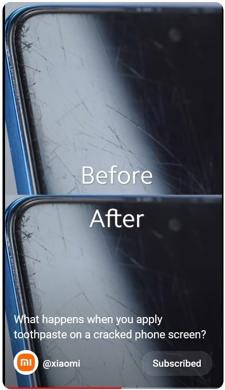 Xiaomi shows that toothpaste will not remove scratches from your smartphone screen - Xiaomi "proves" that an ancient myth about repairing your phone's screen causes more harm than good
