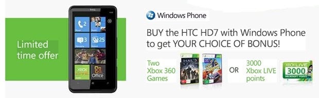 Telstra HTC HD7 buyers can get either Xbox games or 3000 XBOX Live points for free
