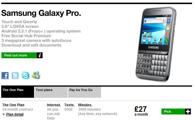 Samsung GALAXY Pro goes on sale through Three UK for free on-contract