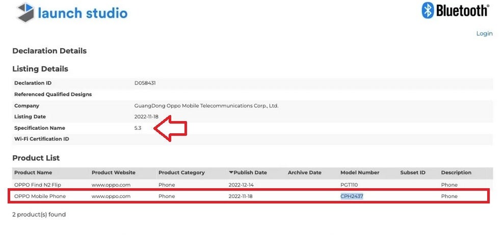 The Bluetooth SIG shows the Find N2 Flip using Bluetooth 5.3 - The global variant of Oppo's new foldable clamshell visits the FCC and the Bluetooth SIG