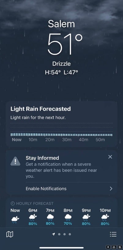 The iOS native weather app - Apple's Dark Sky weather app is gone after tonight; here's how you can still access the same data