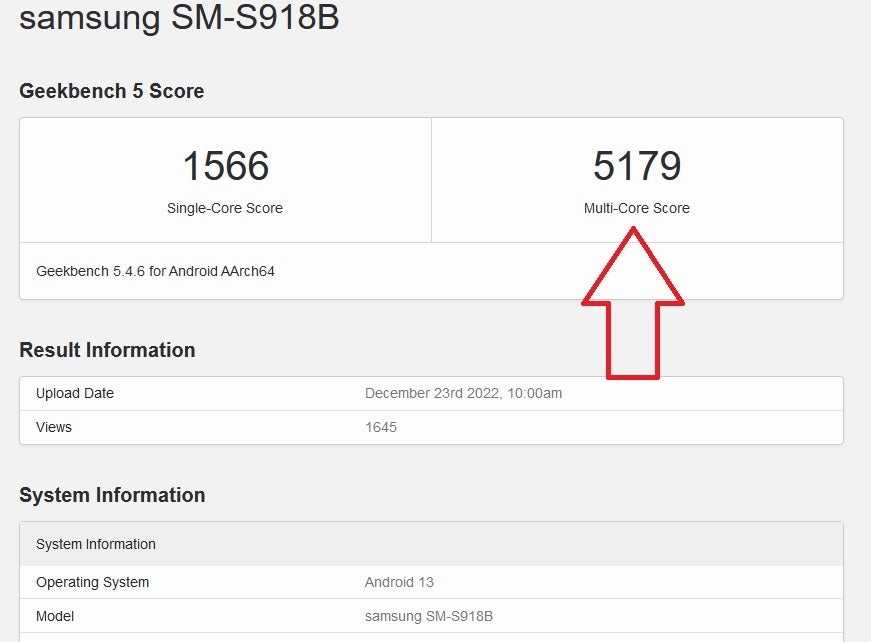 This Geekbench test of the European Galaxy S23 Ultra shows that the phone does not overheat - the improved cooling system for the Galaxy S23 series means that no CPU tuning is necessary.