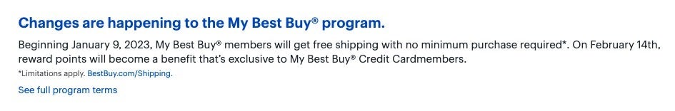 Best Buy offers free shipping on all orders for My Best Buy members