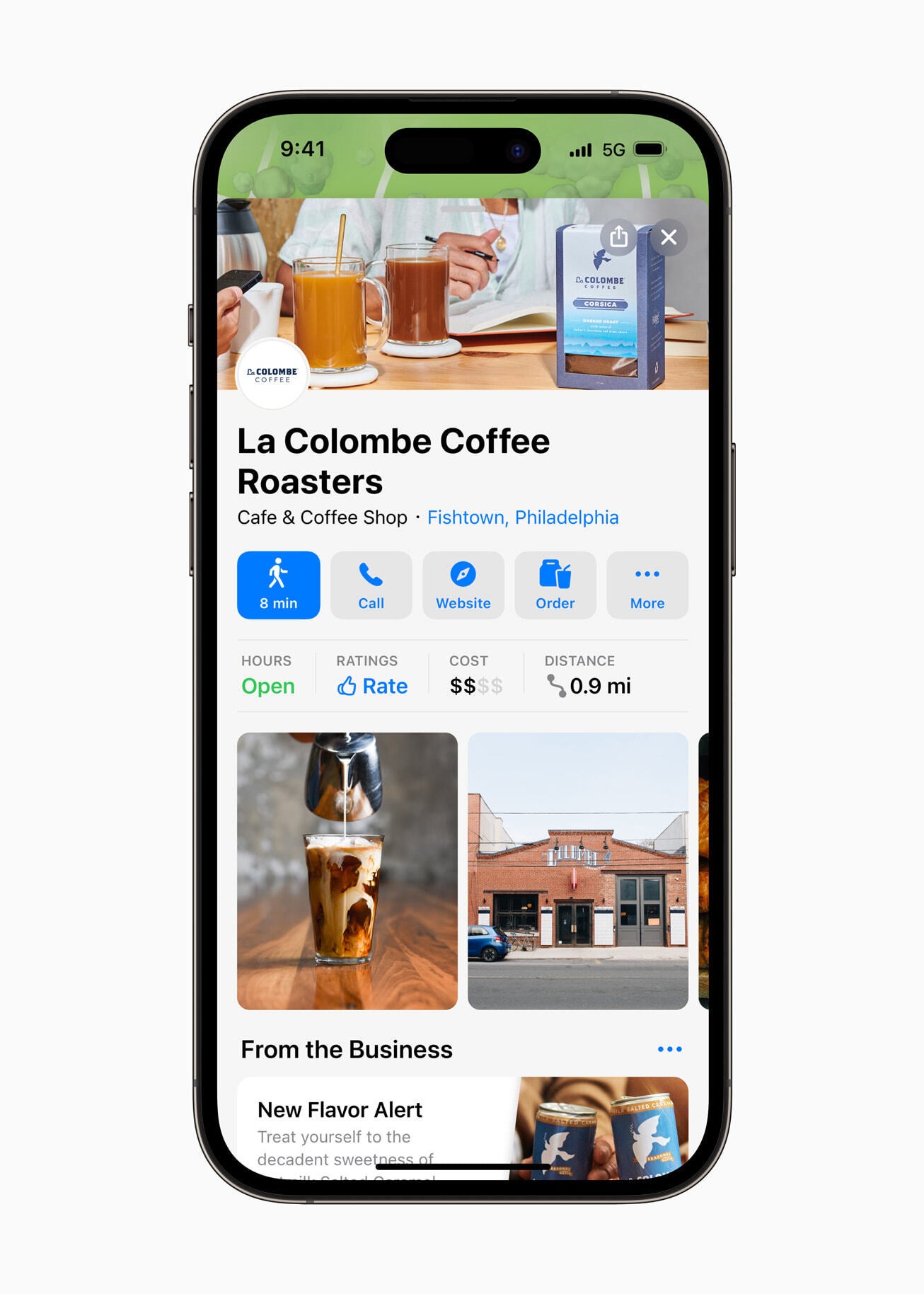 The card for this coffee shop includes an order button - Apple adds an exciting new feature to Maps that will greatly help consumers get things done