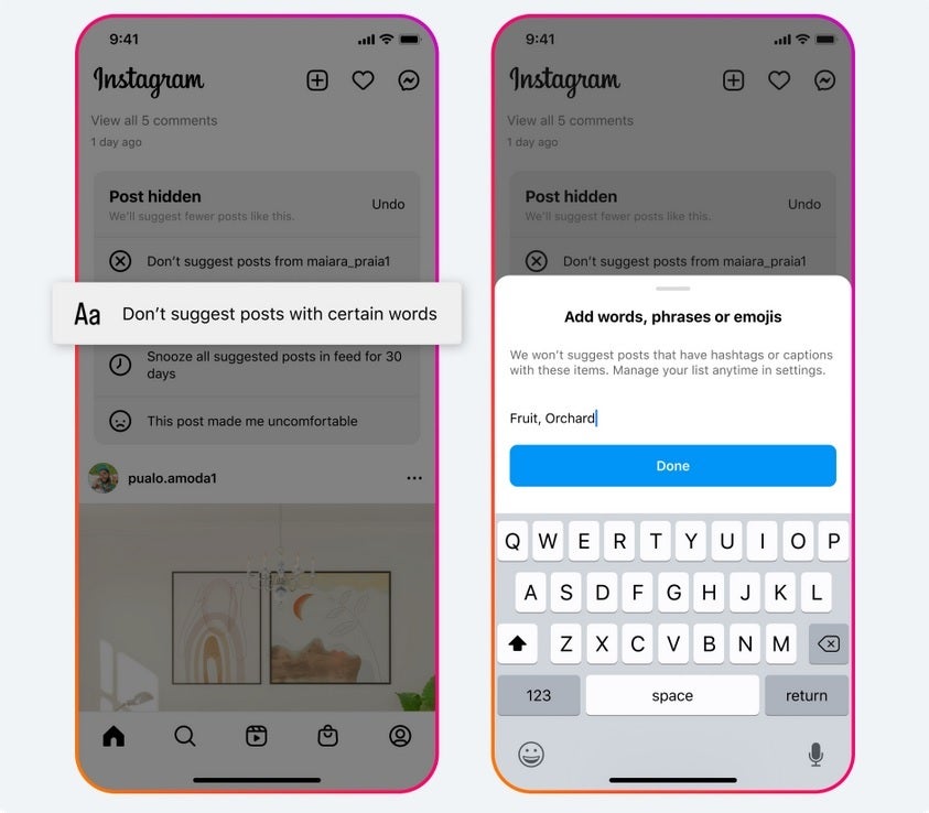 Sembunyikan postingan yang berisi kata, frasa, dan emoji yang Anda pilih - Pembaruan ke Instagram memberi pengguna remaja fitur yang mereka minta