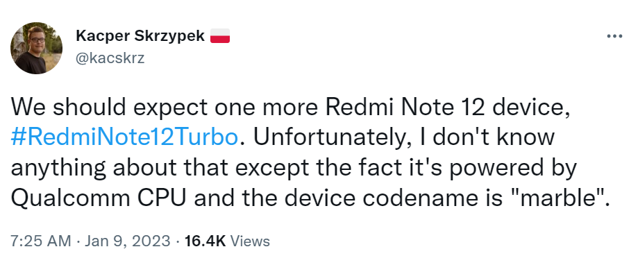 Redmi may step up its game with a Note 12 Turbo model