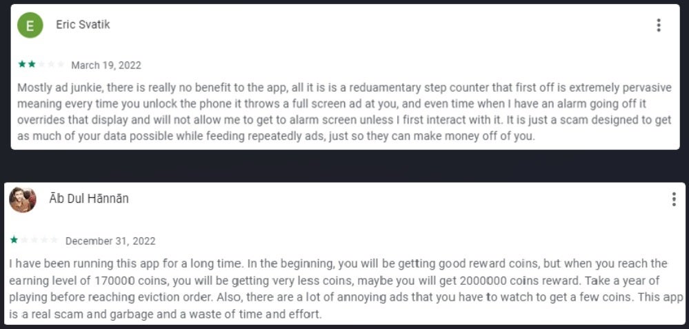 Esses dois comentários da listagem do aplicativo Lucky Star contêm sinalizadores vermelhos suficientes para impedir que você o instale - Evite esses três aplicativos fraudulentos ainda listados na Play Store (mais de 20 milhões de instalações)