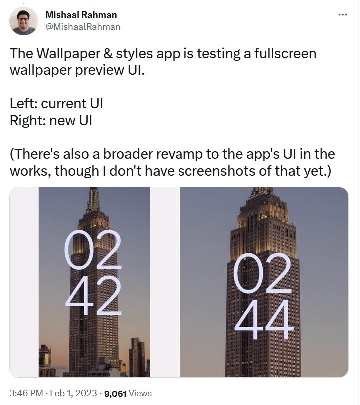 Google is testing a screen-wide preview for Pixel wallpaper - Latest Android 13 QPR2 beta update makes it easier to customize your Pixel
