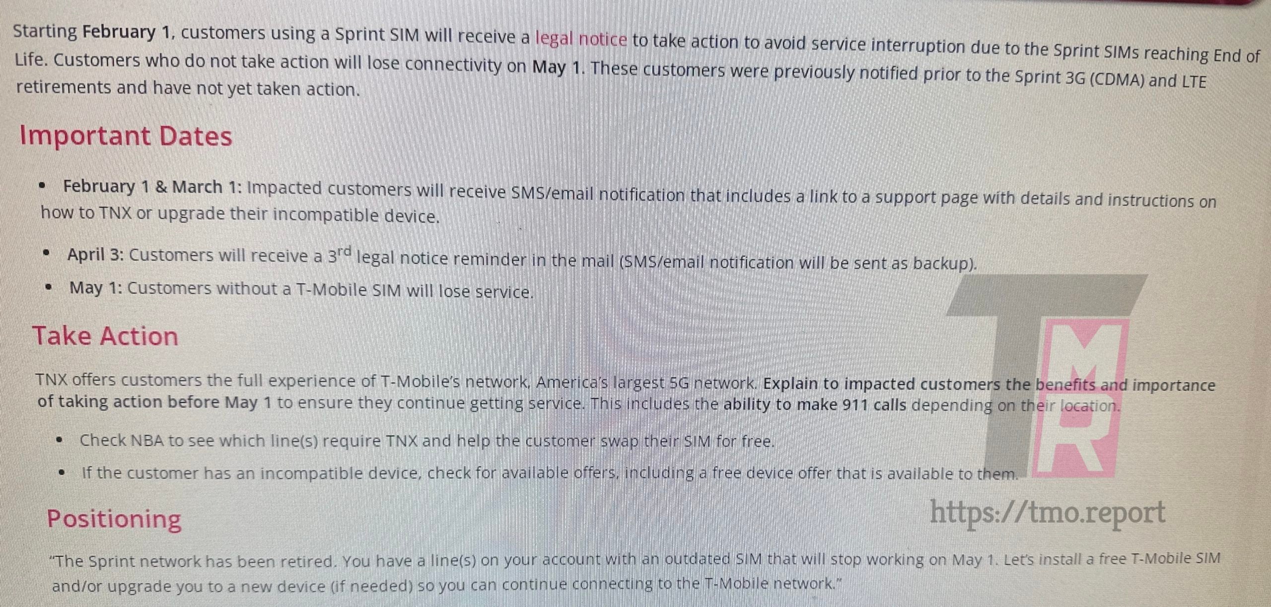 Sumber - Laporan T-Mo - T-Mobile mengingatkan pelanggan Sprint yang bertahan untuk beralih ke kartu SIM T-Mobile paling lambat 1 Mei atau lainnya