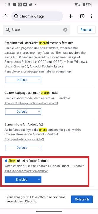 Vous pouvez configurer Canary Chrome pour qu'il exécute par défaut la feuille de partage du système Android natif - Voici la preuve que Google est sur le point de mettre à jour la feuille de partage défectueuse de Chrome