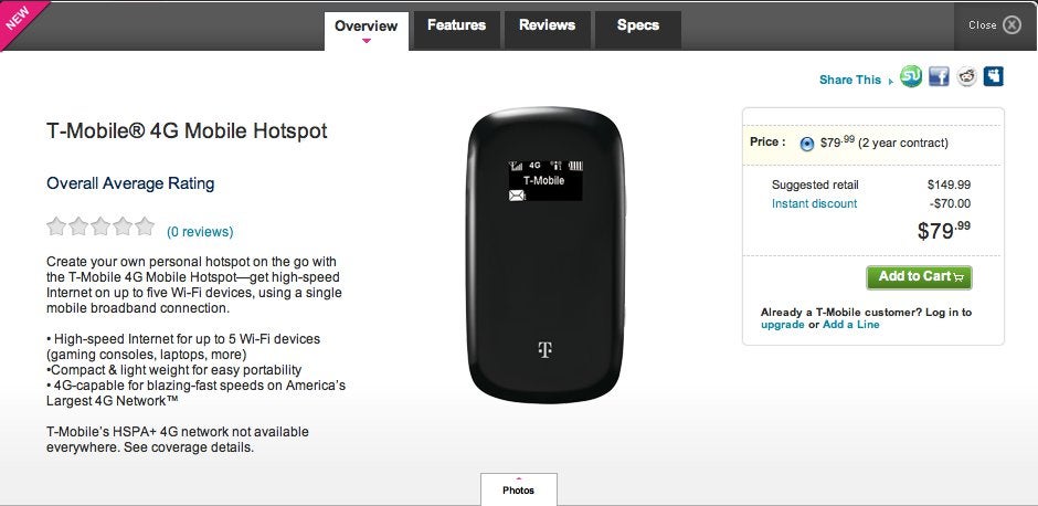 T-Mobile&#039;s 4G Mobile Hotspot is spreading it 4G love starting today for $79.99 on-contract