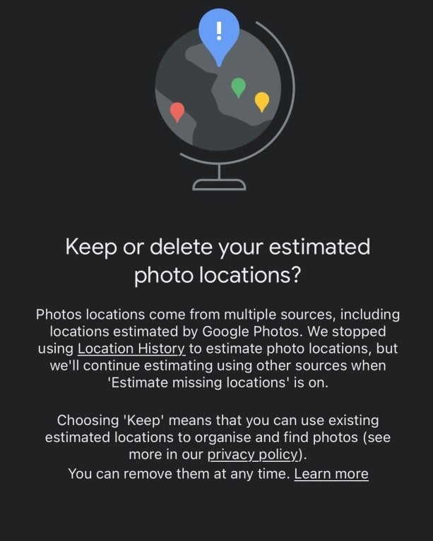 You should receive this alert in the Google Photos app on iOS and Android - Google warns iOS, Android users about an upcoming change to location data