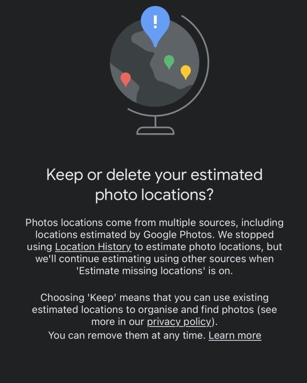 Vous devriez recevoir cette alerte dans l'application Google Photos sur iOS et Android - Google avertit les utilisateurs d'iOS et d'Android d'une modification à venir des données de localisation