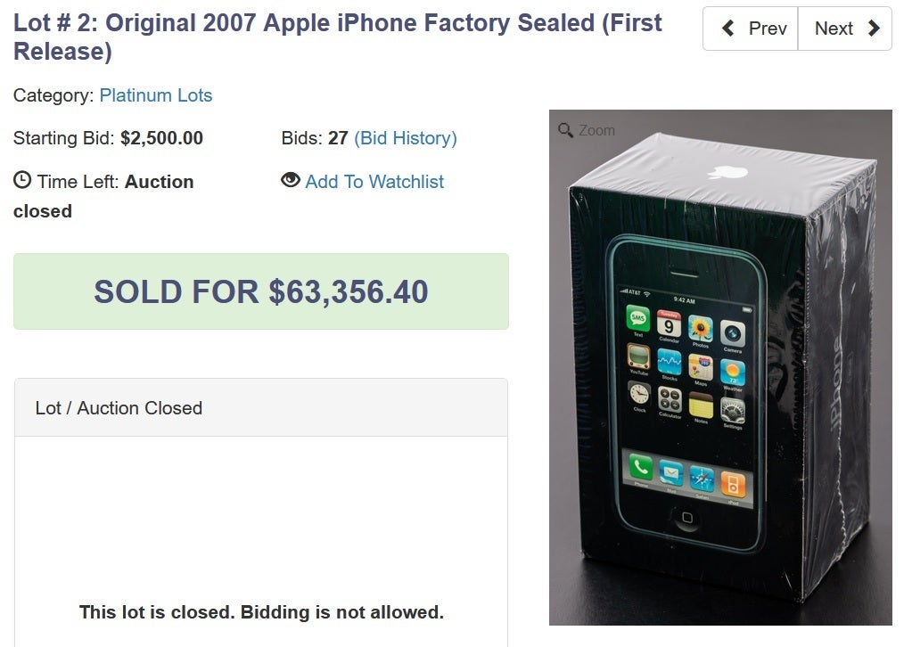 Original iPhone in box and shrink wrap receives a winning bid of over $63,000 - Unopened first-gen iPhone, still in box and shrink wrap, receives huge winning bid in auction