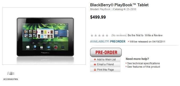 RadioShack throws the switch on for BlackBerry PlayBook pre-orders