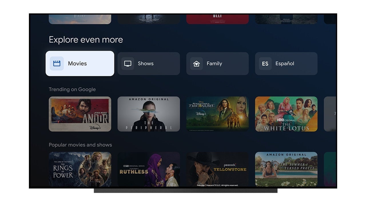 Google TV adds new landing pages to simplify navigation