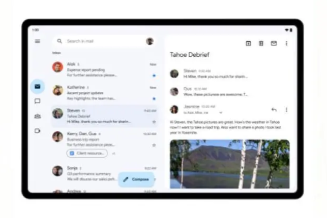 Gmail on Android tablets - Gmail interface gets optimized for foldable phones like Galaxy Z Fold 4