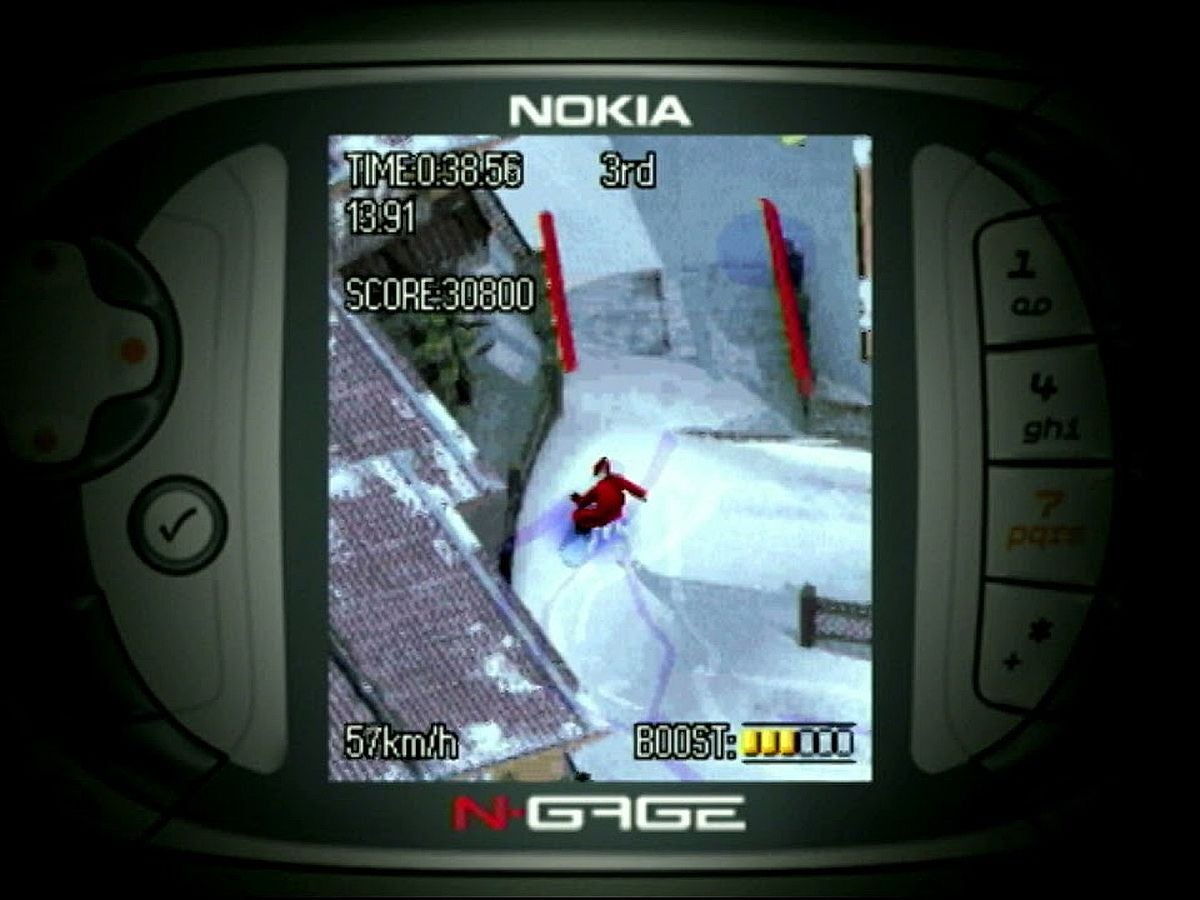 The best part of Flo Boarding was unlocking new snowboard designs. - Nokia N-Gage: a gaming phone so radical that it had to fail