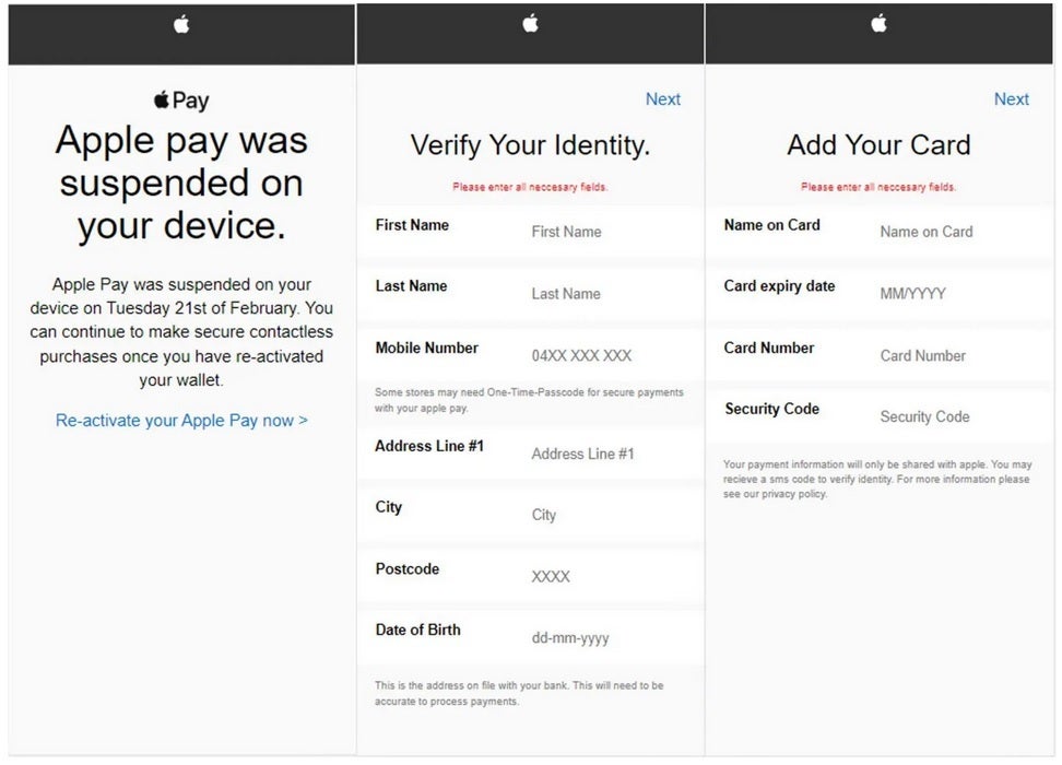 Fake text message from Apple designed to steal your credit card information - Fake texts and email from &quot;Apple&quot; and two other firms aim to steal your credit card and banking info