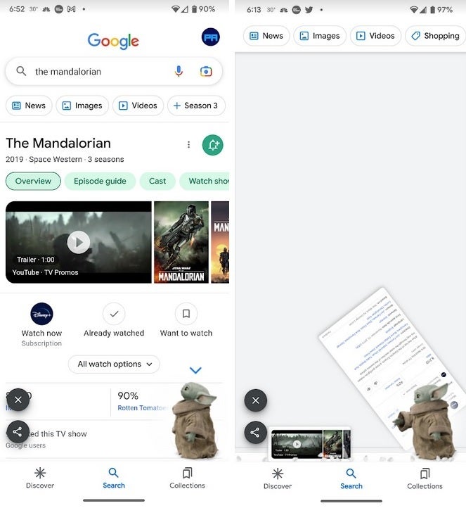 Baby Yoda Easter egg can be seen by Android and iOS users on the Google Search app - Baby Yoda uses the Force to mess with Google Search; it's the latest Android, iOS Easter egg
