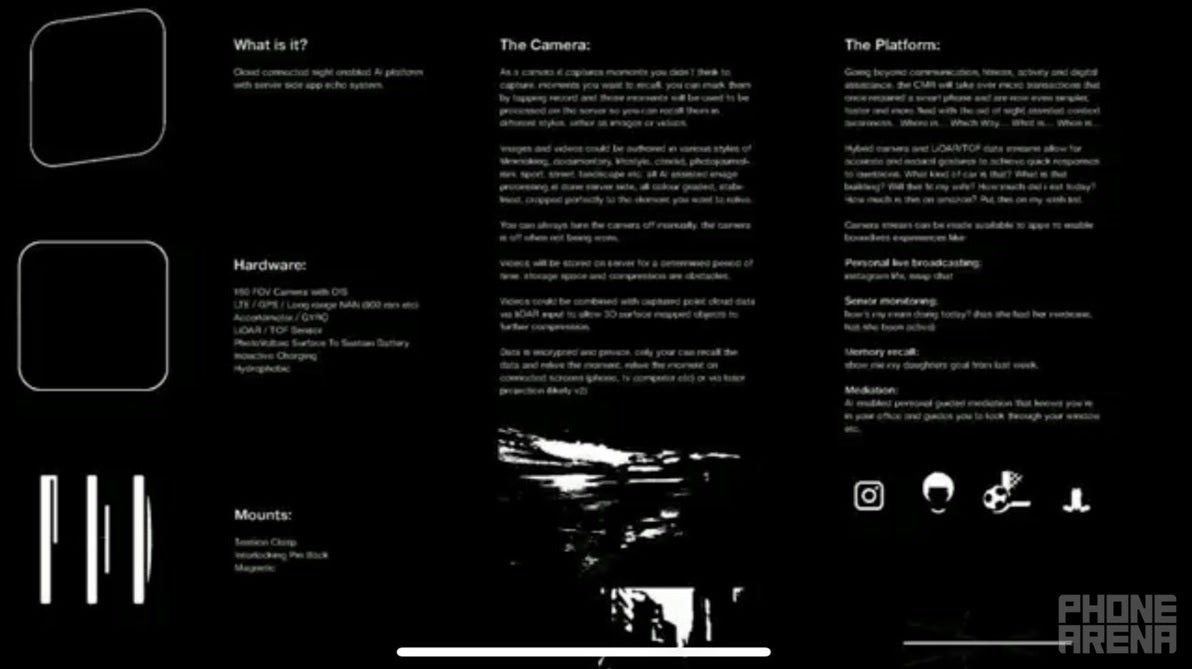 Image from the 2021 Humane investor pitch deck - Device expected this spring touted as possible iPhone successor