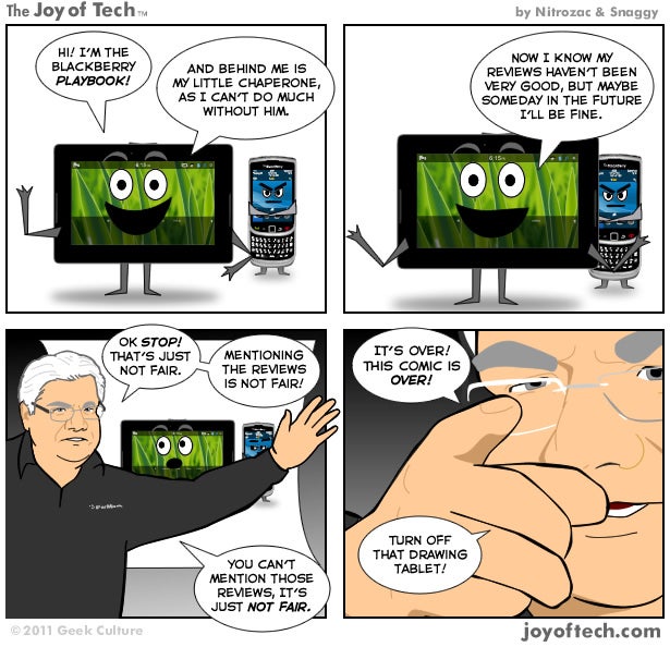 Funny BlackBerry PlayBook comic with RIM&#039;s Mike Lazaridis