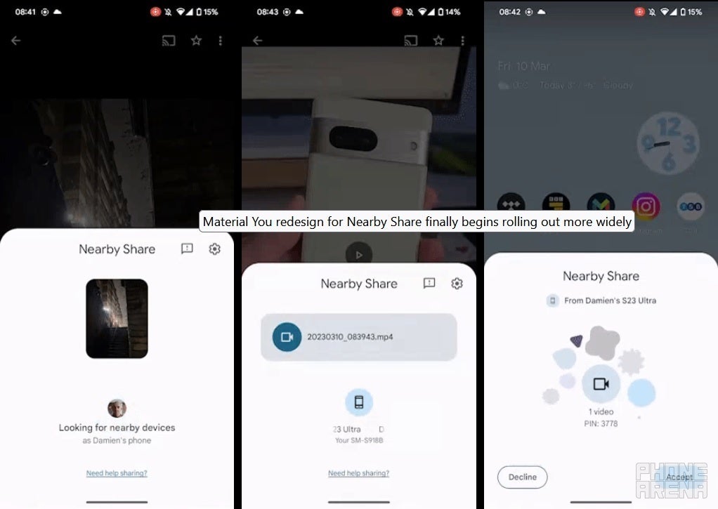 Updated UI for Nearby Share Image Credit 9to5Google - Google updates a Play Store feature and Nearby Share using Material You designs