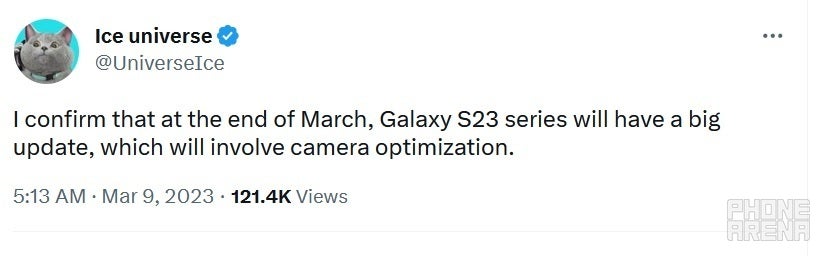 Reliable tipster Ice Universe says that Samsung will release an update for the Galaxy S23 line to optimize the cameras - Samsung is reportedly prepping a huge update to improve the cameras on its Galaxy S23 line